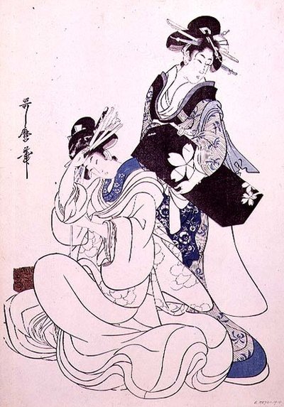 Zwei weibliche Figuren von Kitagawa Utamaro